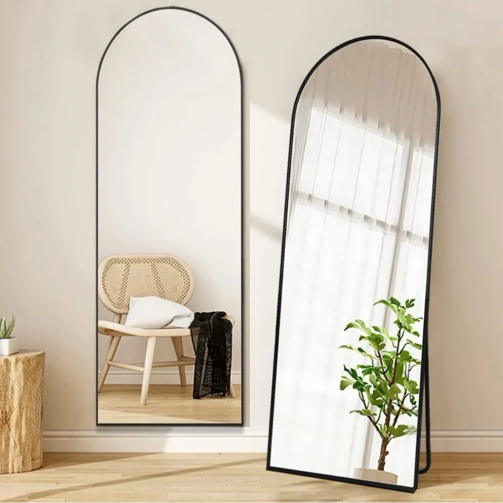NEW West Elm Full Length Arched Black Framed Boho Floor / Wall Mirror 65